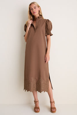 Mocha Embroidery Eliza Midi Dress | Tuckernuck (US)