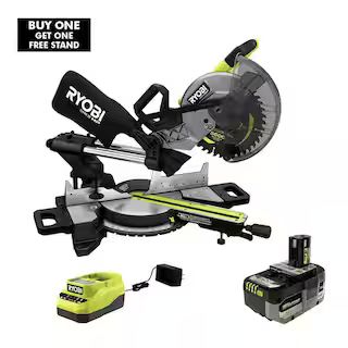 RYOBI ONE+ HP 18V Brushless Cordless 10 in. Sliding Compound Miter Saw Kit with 4.0 Ah HIGH PERFO... | The Home Depot