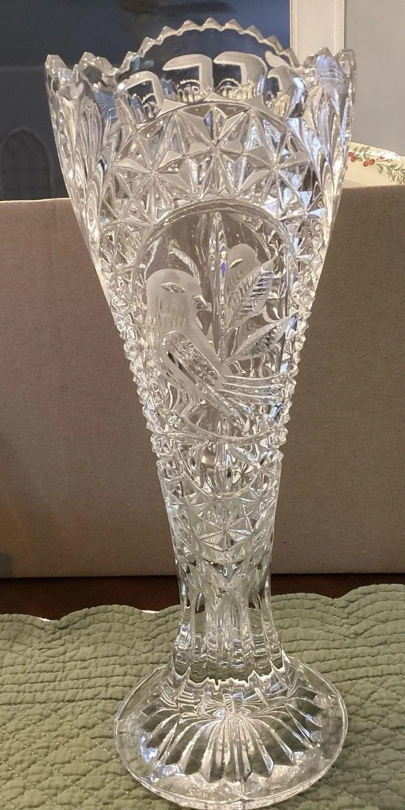Vintage Hofbauer German Byrdes Crystal Trumpet Vase - Large | Etsy (Global)