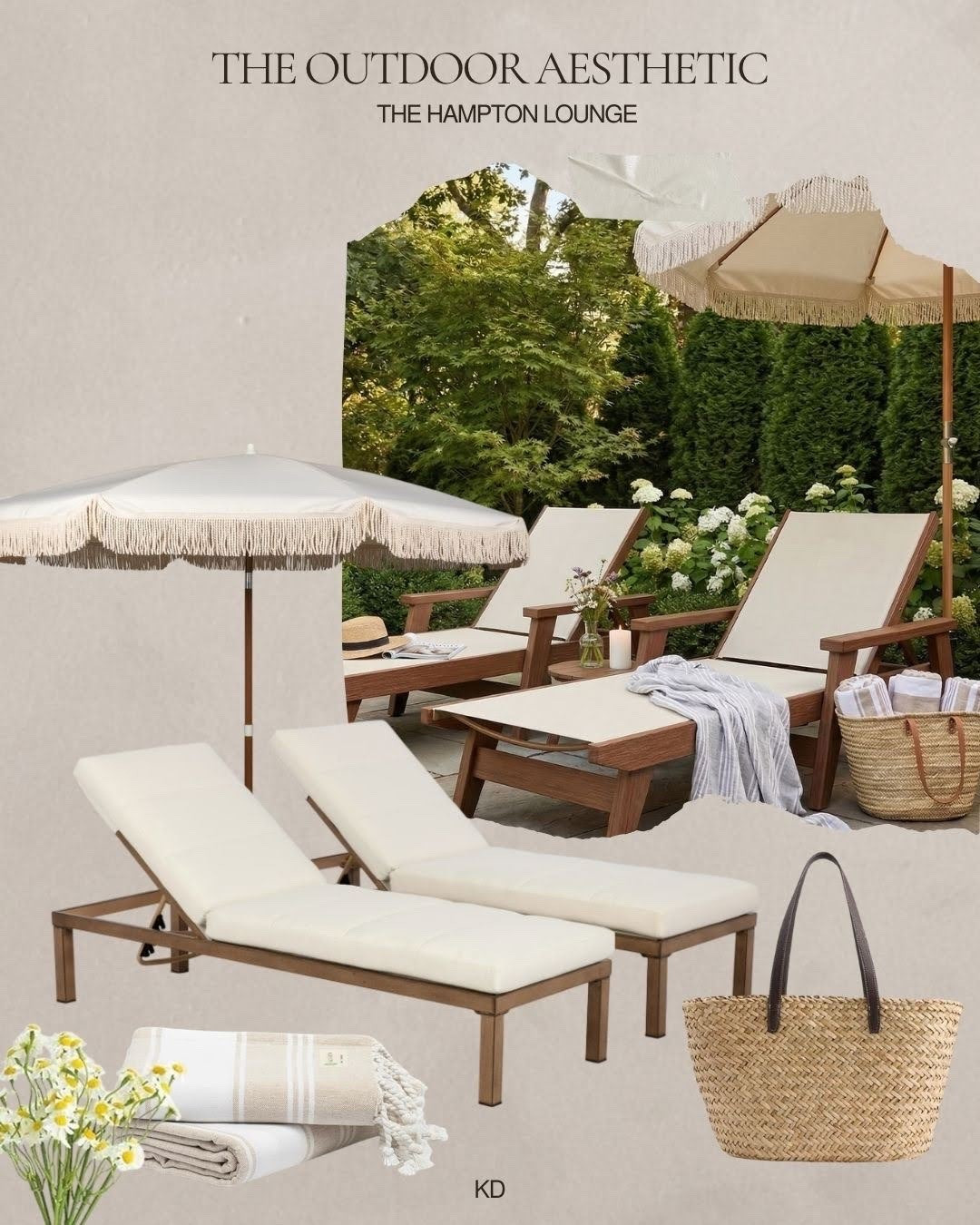 The Outdoor Aesthetic: the Hampton lounge 

 #outdoorliving #patiofurniture #wayfairfinds #canadianhomedecor #patio #summerdecor #patioset #budgetfriendlyfinds #homedecor #summerfinds #walmartfinds #poollounger #poolfinds #umbrella #towels #beachbag #summerflorals