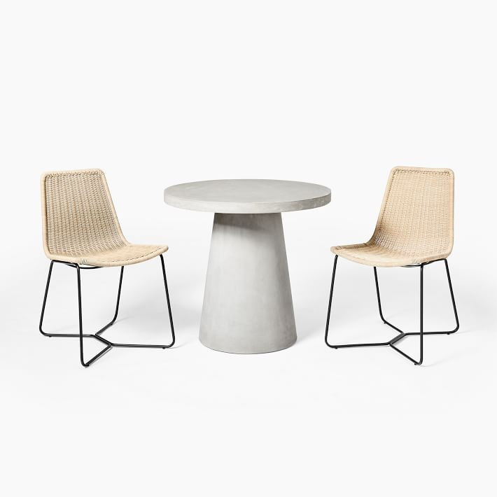 Outdoor Pedestal 32" Bistro Table & 2 Slope Dining Chair Set | West Elm (US)