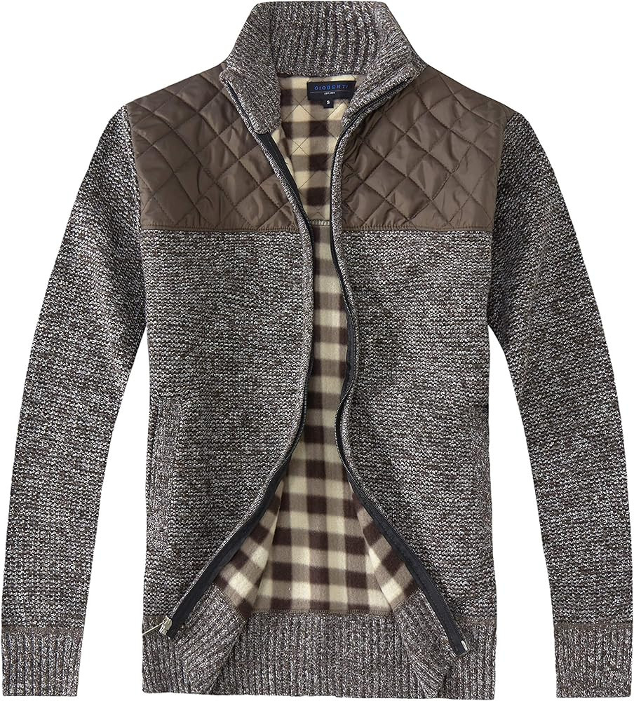 Gioberti Men's Knitted Regular Fit Full Zip Cardigan Sweater with Soft Brushed Flannel Lining | Amazon (US)