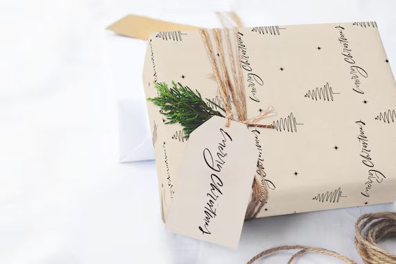 Elegant Christmas Wrapping Paper Sheets Merry Christmas | Etsy | Etsy (US)