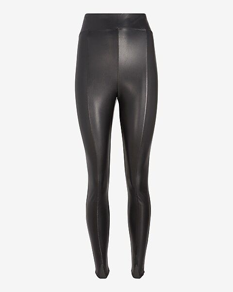 Super High Waisted Faux Leather Front Slit Leggings | Express