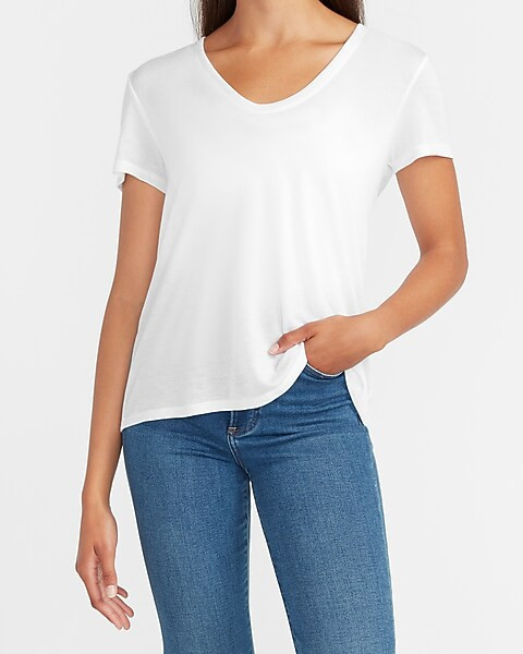 Relaxed Soft V-Neck Tee | Express