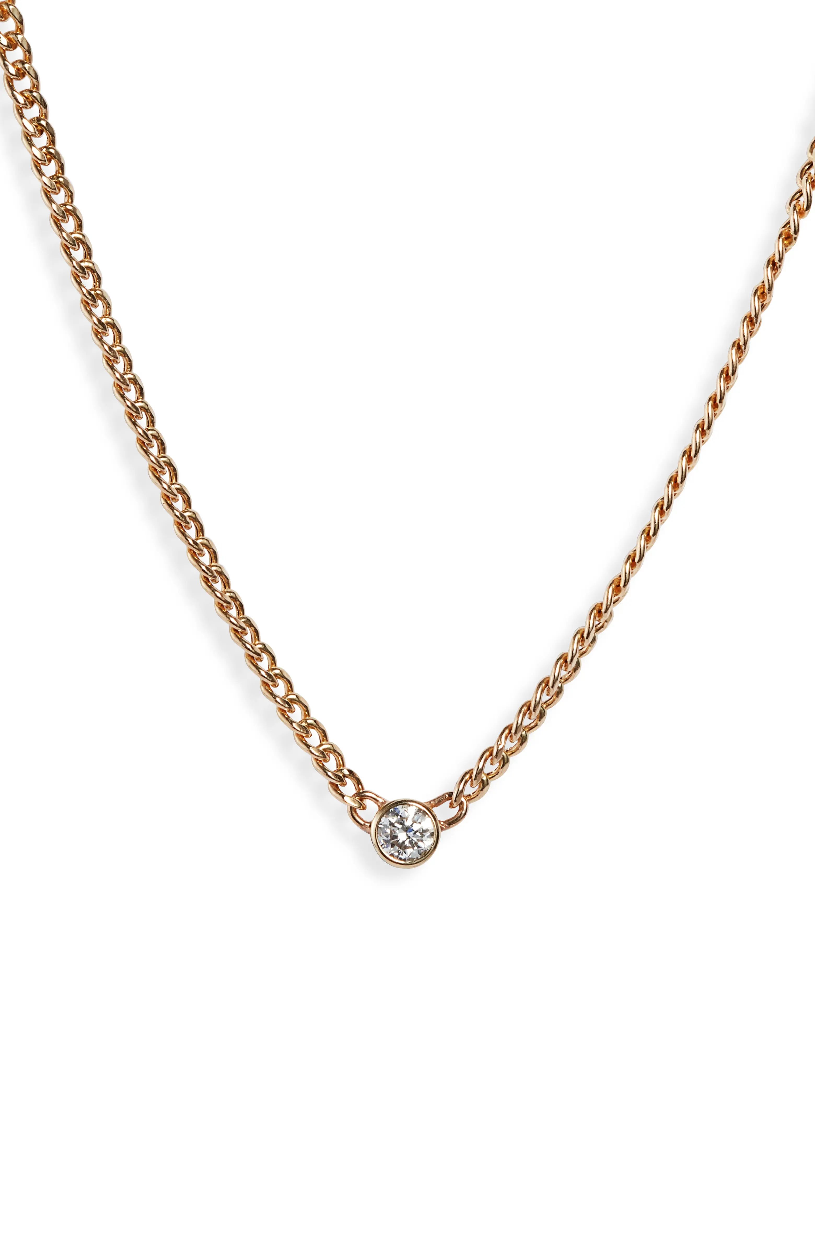Bezel Diamond Curb Chain Necklace | Nordstrom