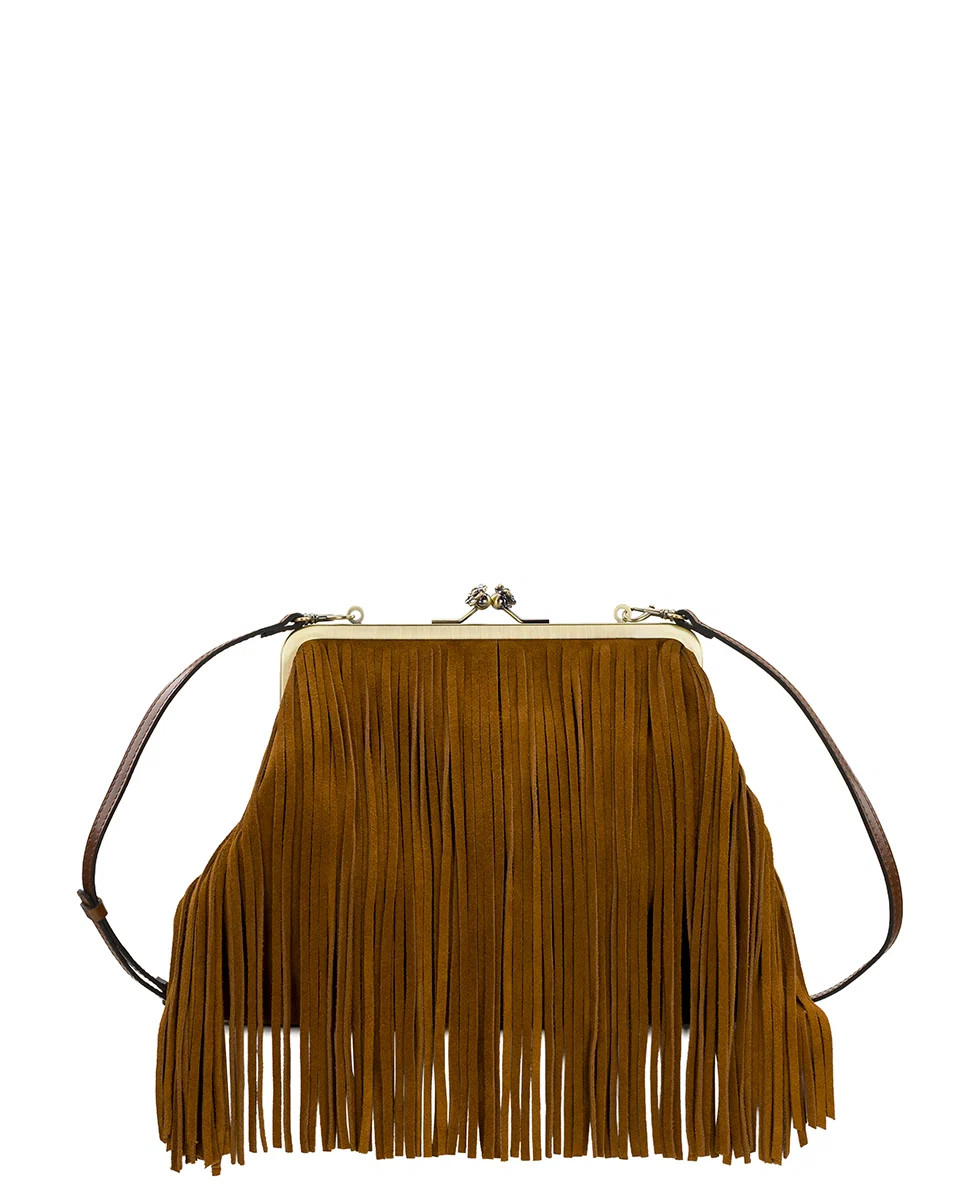 Vivienne Frame Crossbody | Suede Fringe | Cognac | Patricia Nash Designs