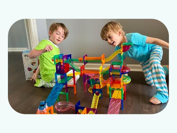 PicassoTiles 108pc 3-in-1 Marble Run Car Race Track Combo Magnetic Tiles PicassoToys Magnet Build... | Amazon (US)