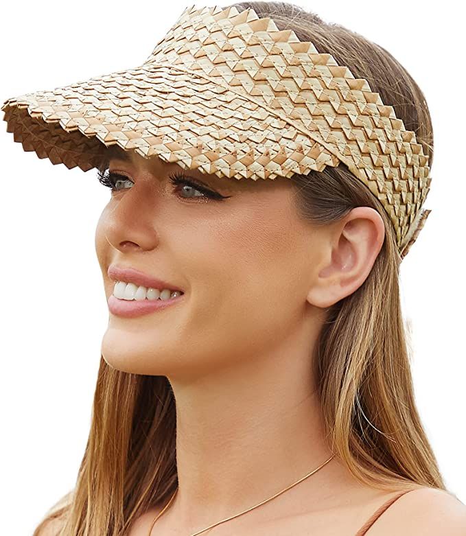 Sun Hats for Women, Visors for Women, Straw Sun Visors for Women, Straw Hats for Women, Hand Wove... | Amazon (US)