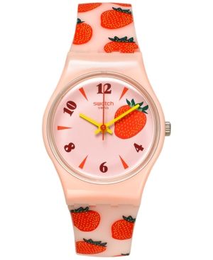 Swatch Women's Swiss Miss Fraise Strawberry Pink Silicone Strap Watch 25mm LP136 | Macys (US)