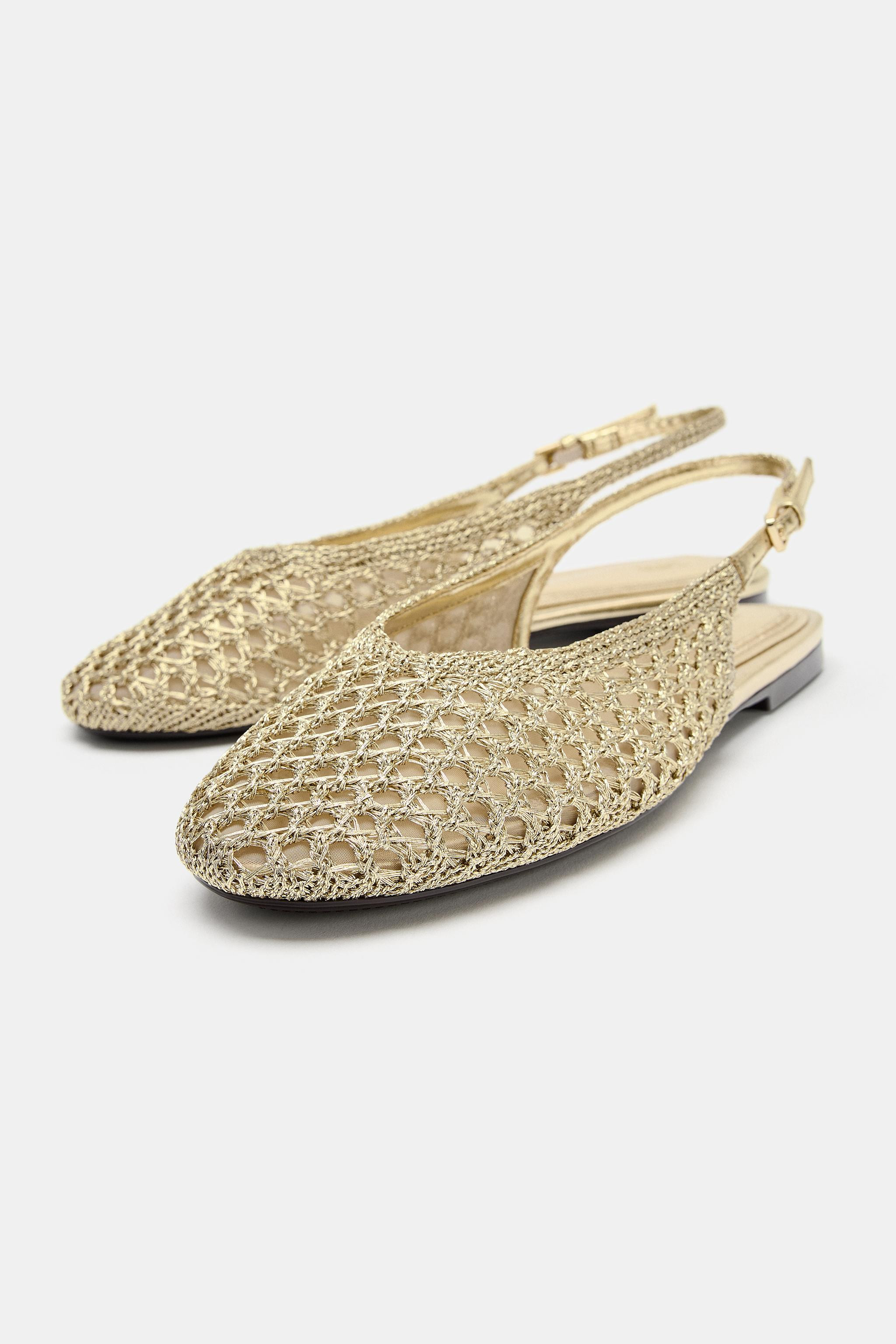 METALLIC BRAIDED EFFECT SLINGBACK BALLET FLATS | Zara US
