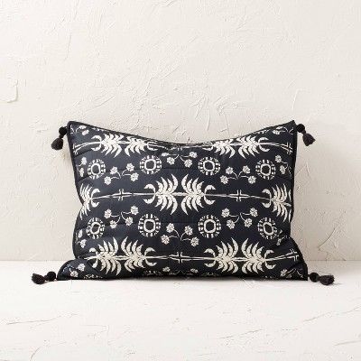 Palm Frond Printed Quilt Sham Black/Off-White - Opalhouse™ designed with Jungalow™ | Target