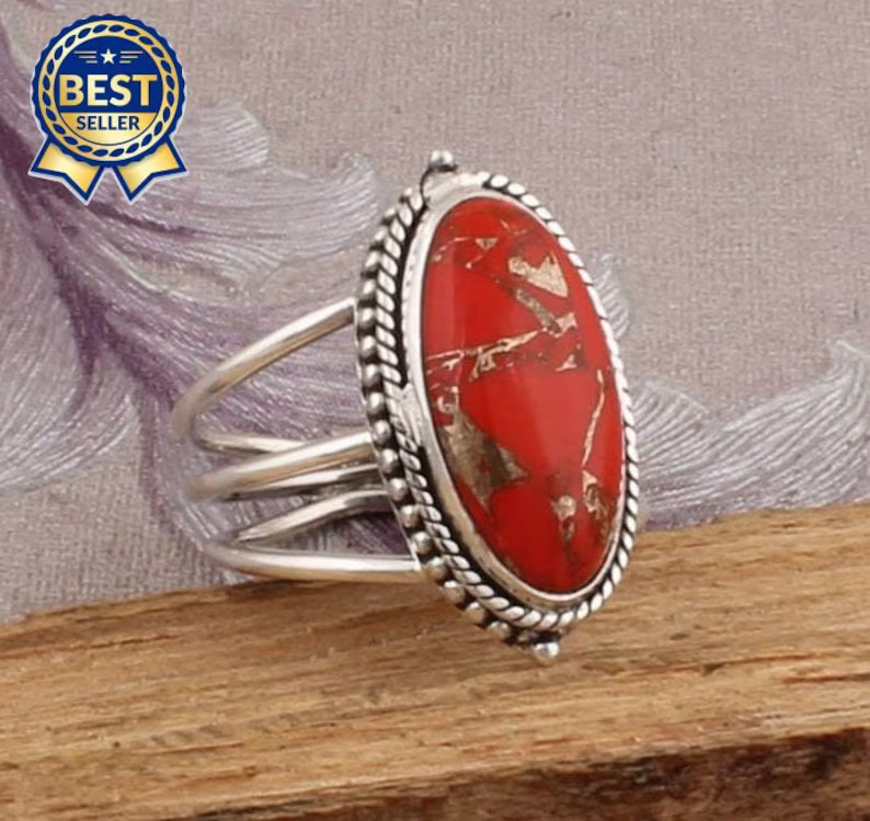 Mohave Turquoise Gemstone Ring, Sterling Silver Rings For Women, Oval AAA+Quality, Bridal Engagem... | Etsy (US)