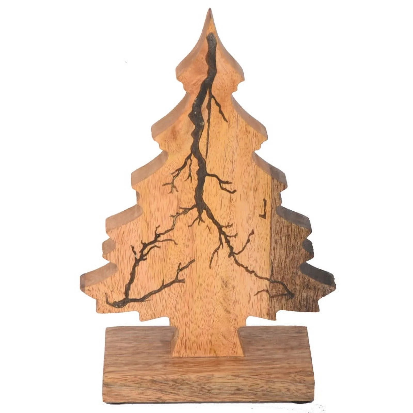 Rustic Wood etched Christmas Tree Tabletop Decor with Natural Finish, 9.3 inch, by Holiday Time -... | Walmart (US)