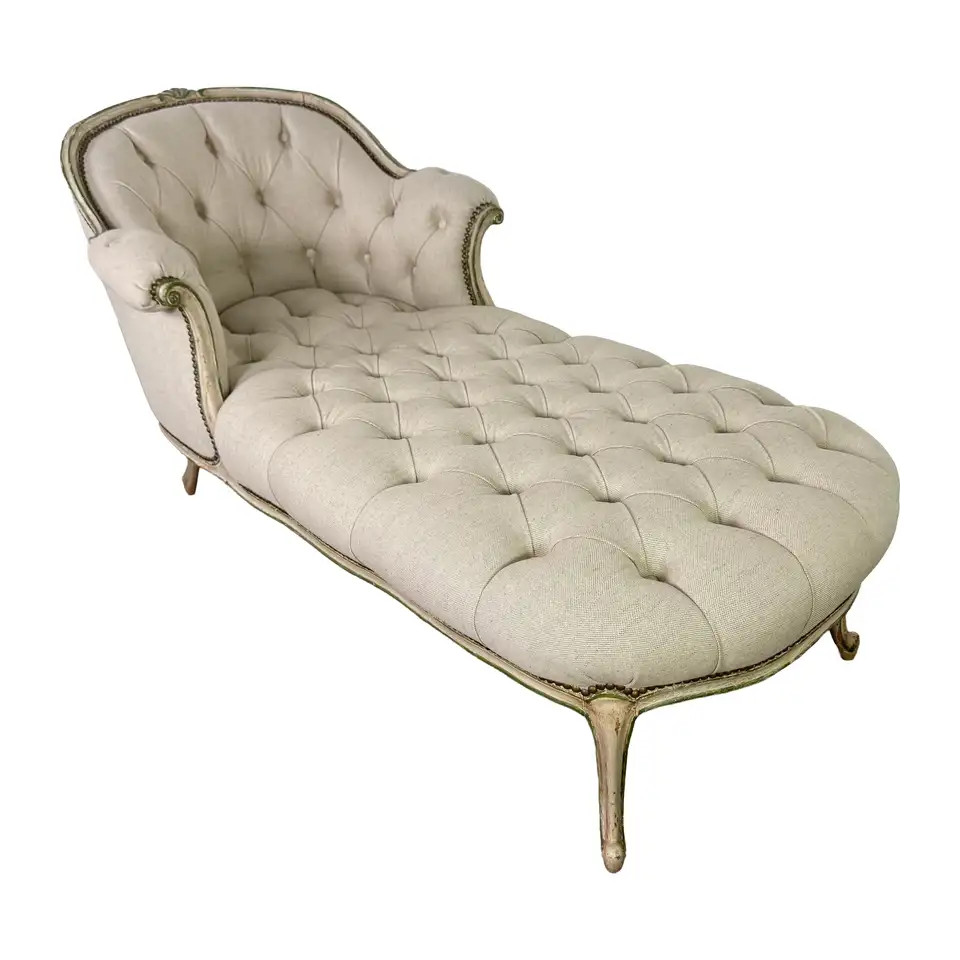 French Louis XV Style Tufted Chaise Lounge | 1stDibs