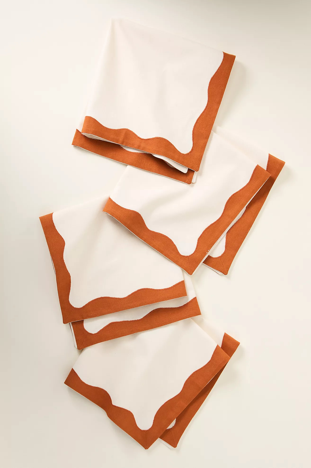 Ruby Scallop-Border Napkins, Set of 4 | Anthropologie (US)