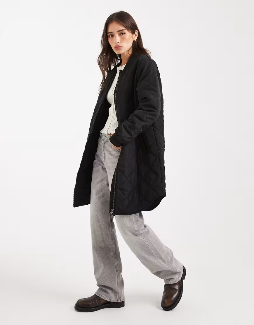 ONLY quilted coat in black | ASOS (Global)
