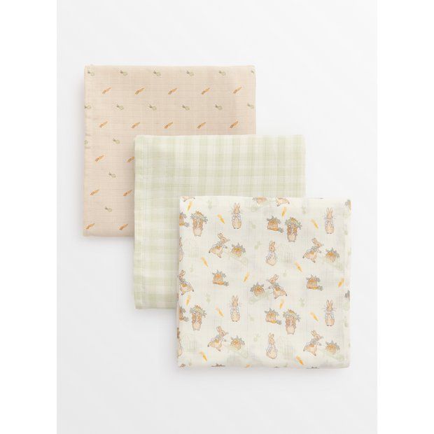 Peter Rabbit Muslin Squares 3 Pack One Size tuc143734280 | argos.co.uk