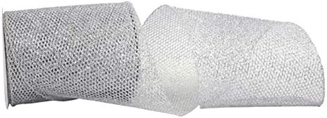 Reliant Ribbon Grand Net Glitter Wired Edge Ribbon, 6 Inch X 10 Yards, Silver | Amazon (US)