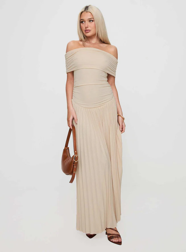 Field Of Dreams Maxi Dress Oatmeal | Princess Polly US