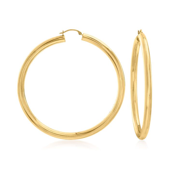 Andiamo 14kt Yellow Gold Over Resin Large Hoop Earrings. 2 3/8" | Ross-Simons