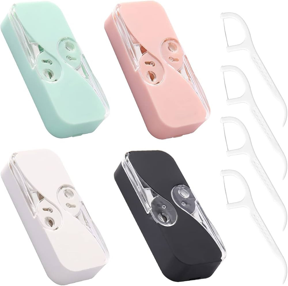 [4 Pack] Portable Floss Dispenser with 48 Dental Floss Picks, Flosser Storage Box for Adults Flos... | Amazon (US)