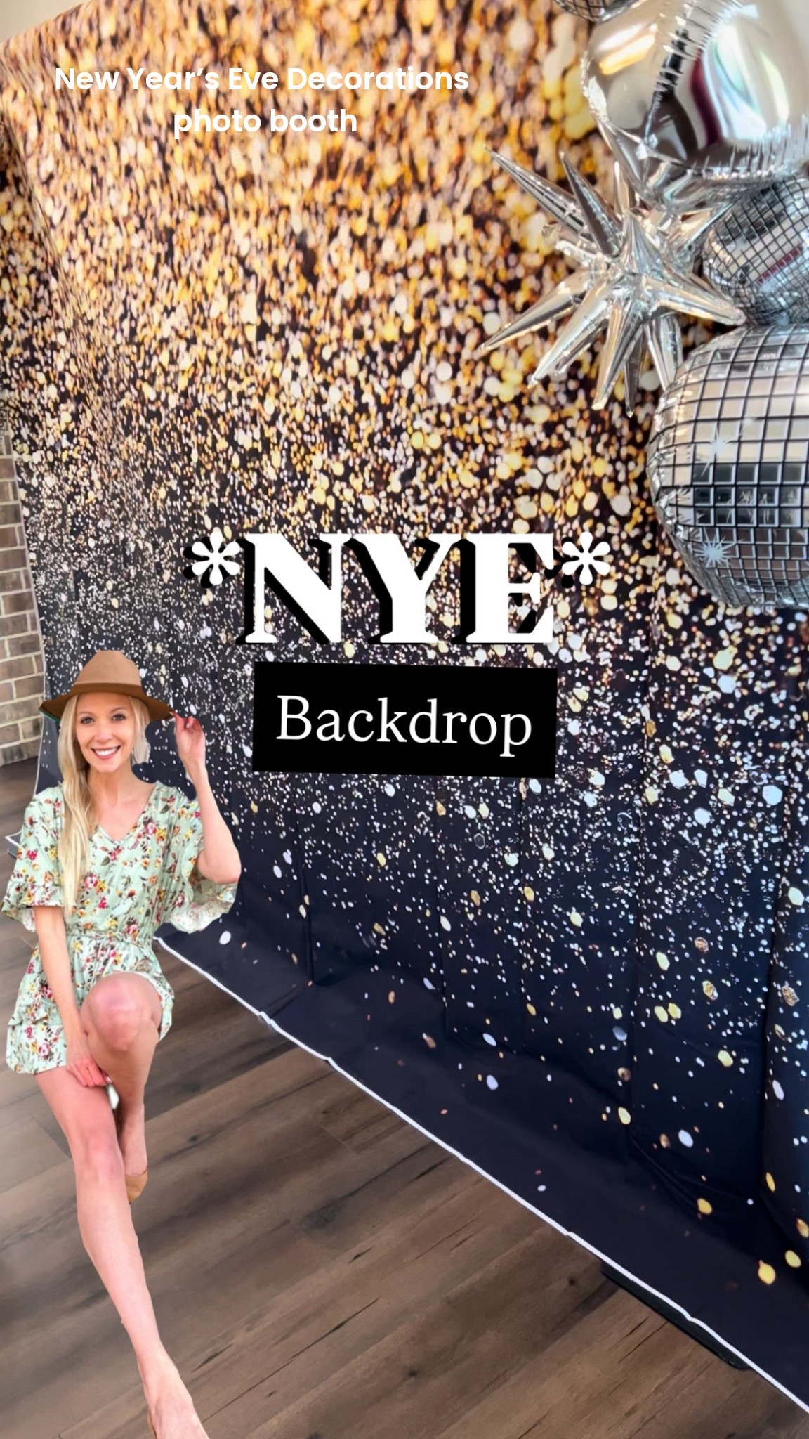 New Year’s Eve, photo, backdrop, black and gold, silver sparkly photo booth background
Silver disco ball balloons 
Gold balloons 
Glitter backdrop 
NYE party decor

#LTKHoliday #LTKHome #LTKParties