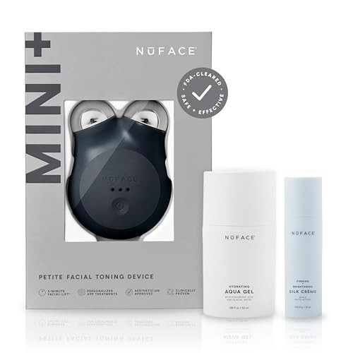 NuFACE MINI+ Microcurrent Facial Device Kit - FDA Cleared Face Sculpting & Skin Tightening Device to Contour, Lift & Tone + Microcurrent Gel Activator & Silk Creme - Midnight Black | Amazon (US)