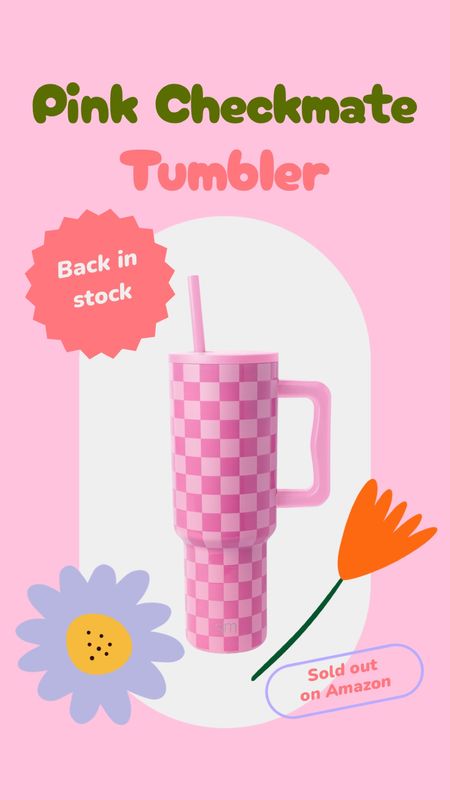 Pink checkered tumbler back in stock! 

#LTKFindsUnder50