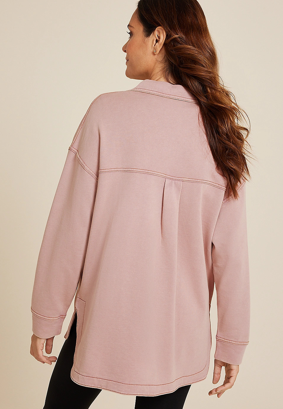 Washed Knit Denim Shacket | Maurices