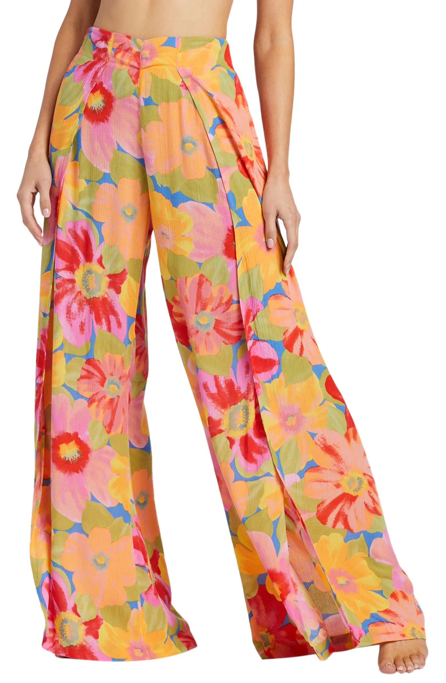 Split Spirit Floral Wide Leg Pants | Nordstrom