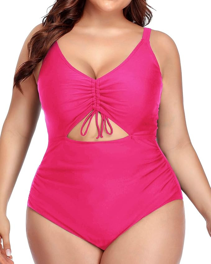 Daci Women Plus Size Cutout One Piece Swimsuits V Neck High Waisted Bathing Suits Monokini Swimwe... | Amazon (US)