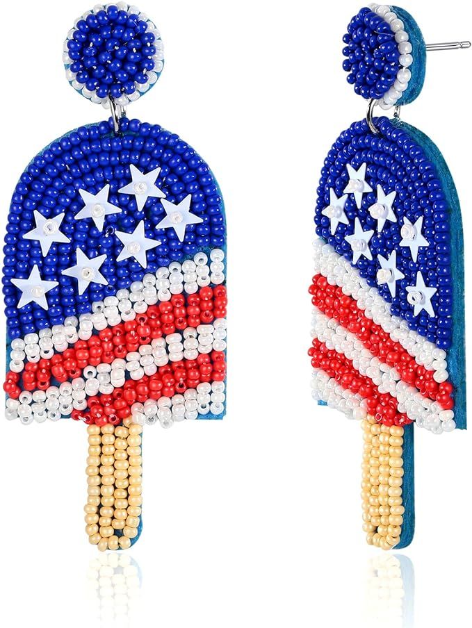 American Flag Earrings 4th of July Earrings for Women USA Dangle Drop Earrings Independence Day P... | Amazon (US)