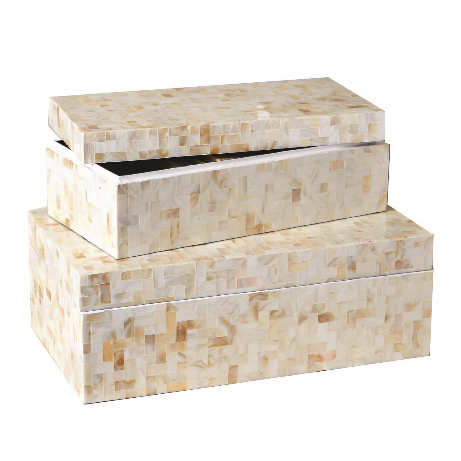 Set of 2 Lamina Covered Boxes | Burke Decor