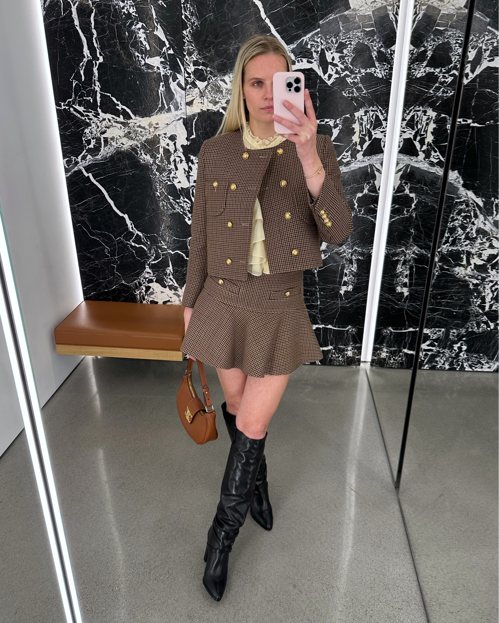 Feeling preppy!
Now in-store
#celine #ootd #celinebyhedislimane #celinewinter #celinejacket #celineskirt #celinebag #celineboots #celinefall 

#LTKitbag #LTKshoecrush #LTKSeasonal