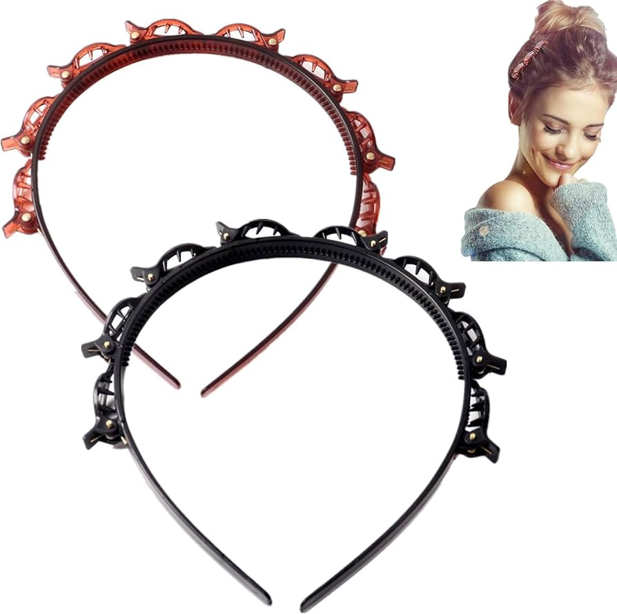 2 Stück Hairband with Clips, Haarreifen mit Klammern Twist Braid Headband, Stirnband Haarhalter ... | Amazon (DE)