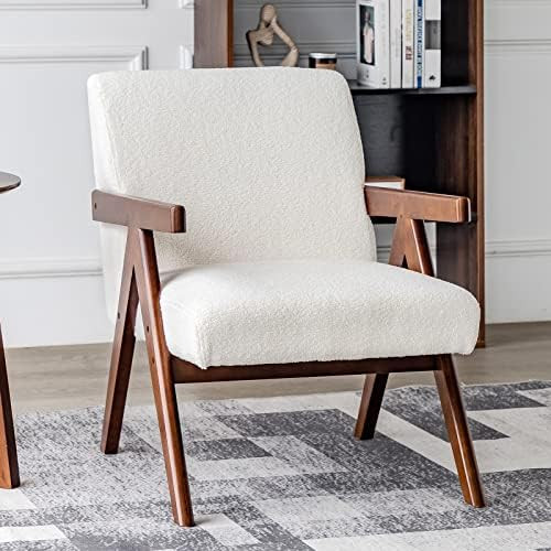 Amazon.com: ALIMORDEN Accent Armrest Chair, Modern Faux Lamb Wool Armchair, Single Reading Chair,... | Amazon (US)