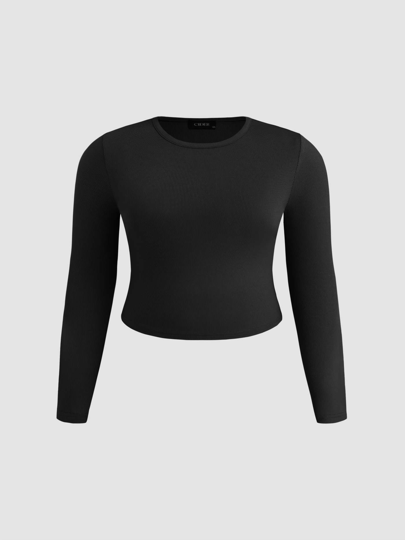 Jersey Round Neckline Solid Long Sleeve Tee Curve & Plus | Cider