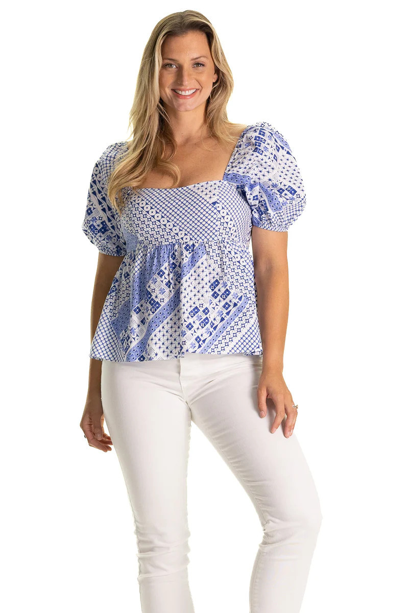 The Bea Top in Blue Breeze | Duffield Lane