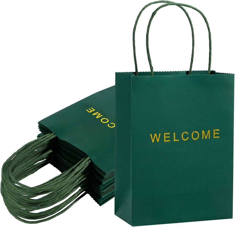 driew Welcome Gift Bags 50 Pack, Welcome Gift Bags Wedding Welcome Bags 5.9 x 3.1 x 8.3'' Dark Gr... | Amazon (US)