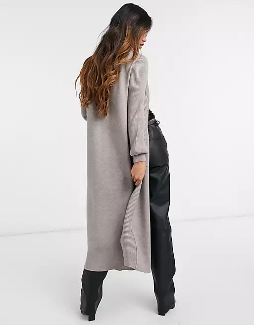 River Island mix stitch longline cardigan in gray | ASOS (Global)