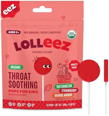 Lolleez Paletas orgánicas para aliviar el dolor de garganta para niños, paquete variado perfect... | Amazon (US)