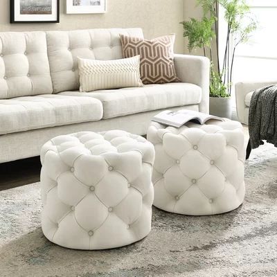 Mucha Tufted Cube Ottoman House of HamptonÂ® Upholstery Color: Cream White, Upholstery Material/Body | Wayfair North America