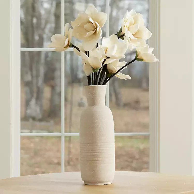 Cream Fluted Terracotta Floor Vase | Kirklands