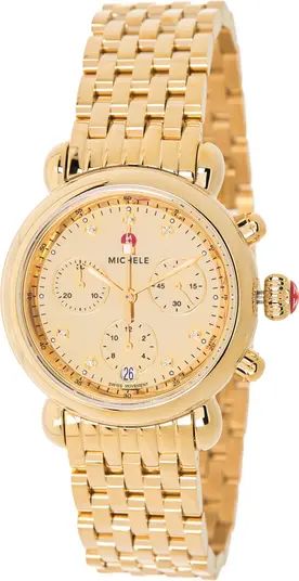 MICHELE Gold Mirror Diamond Bracelet Watch, 36mm - 0.02 ctw | Nordstromrack | Nordstrom Rack