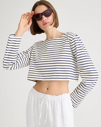 Limited-edition ultracropped boatneck T-shirt in mariner cotton | J. Crew US