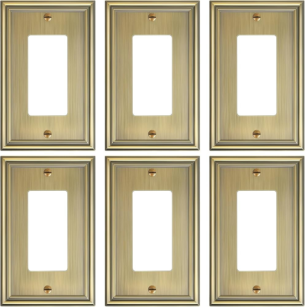 6-Pack Decorator Outlet Cover Plate, Antique Brass Decorative Switch Plates and Outlet Covers, Du... | Amazon (US)