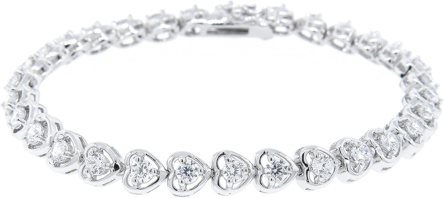 ROBERT MATTHEW Delia 18k Heart Tennis Bracelet, Women's 18k Gold Tennis Bracelet Cubic Zirconia C... | Amazon (US)
