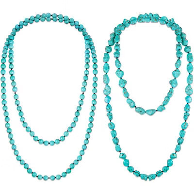 2-Pack Turquoise Bead Necklace - 47.5" Long Multi-Strand Layered Knotted Jewelry | Target