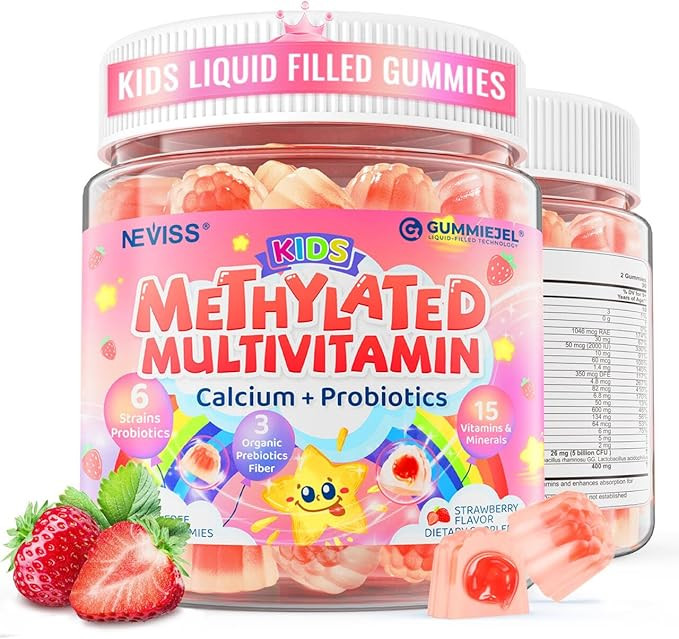 Kids Multivitamin Gummies + Calcium, Probiotics, Vitamin D3, C, Methylated B12 & Methylfolate, B6... | Amazon (US)